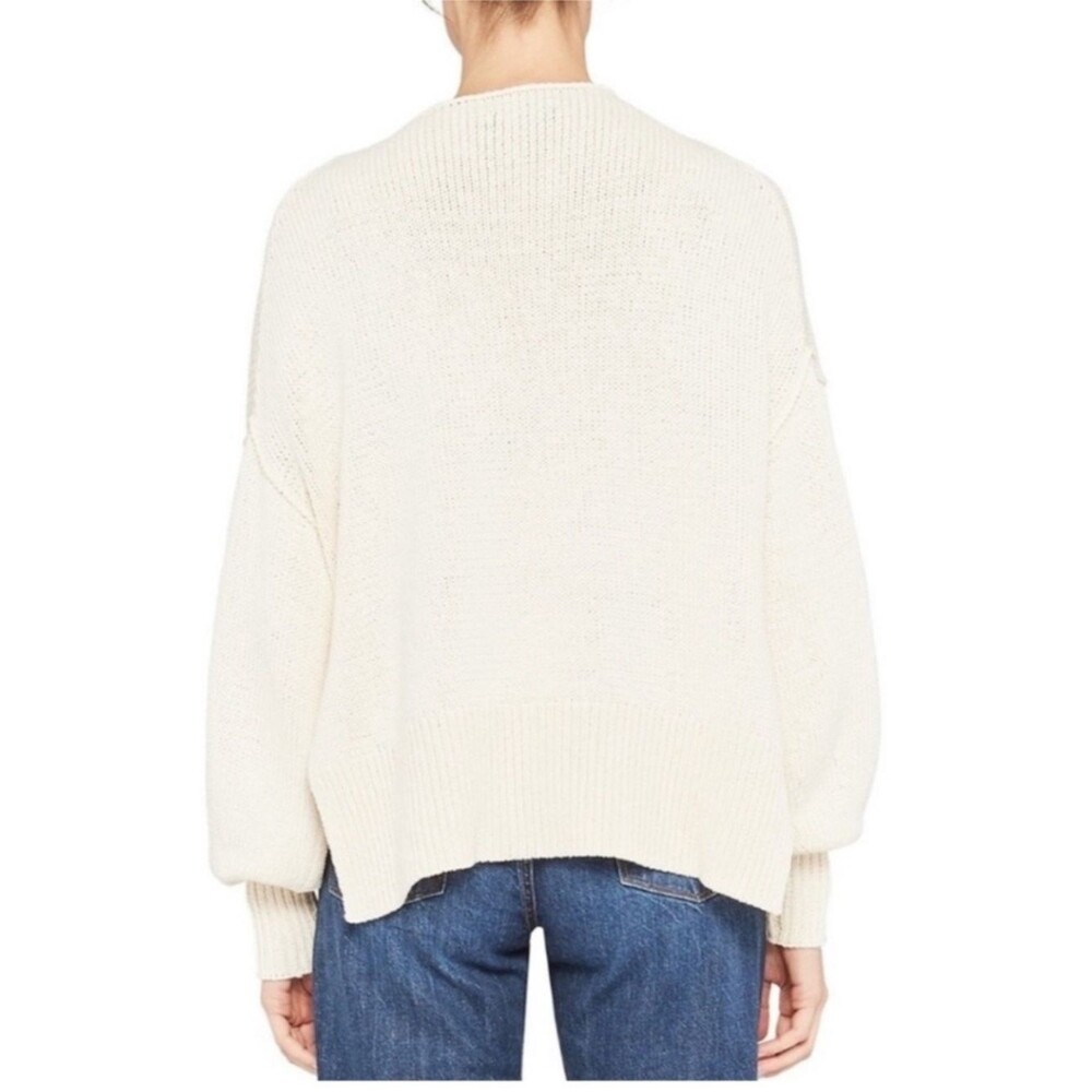 Theory Oversize Chunky Ecru Sweater Pullover with Slits Ivory cotton size small - Picture 6 of 13